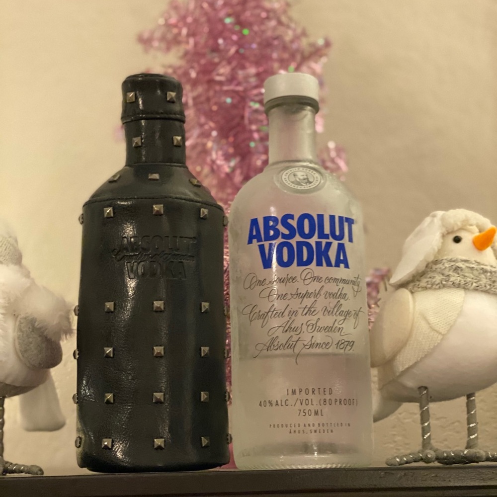 Studded Faux Leather Absolut Bottle Cover